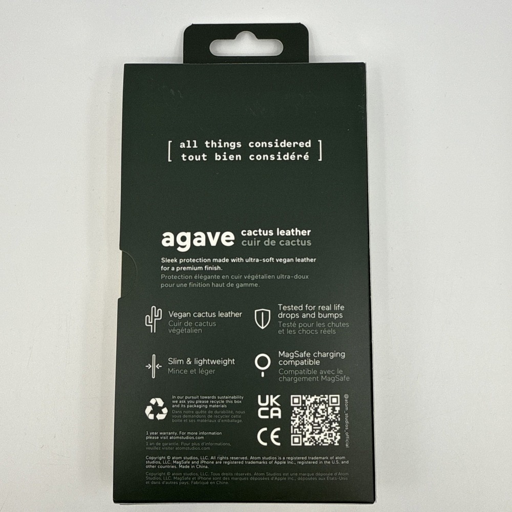 Atom Studios Agave Vegan Leather Case MagSafe for Apple iPhone 16 PRO NEW SEALED - Picture 2 of 4